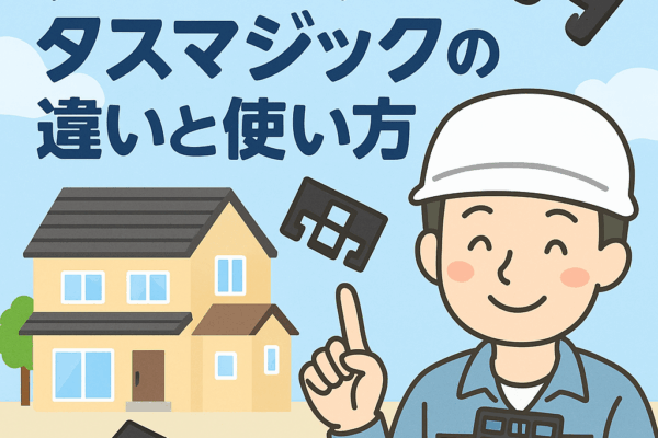 タスペーサーとタスマジックの違いと使い方を比較した住宅屋根塗装の解説画像